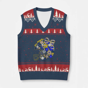 Los Angeles Game Day Sports Fan V-Neck Knit Sweater Vest Floral Football Helmet With Bow