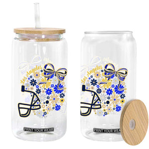 Los Angeles Game Day Sports Fan Glass Can Floral Football Helmet With Bow