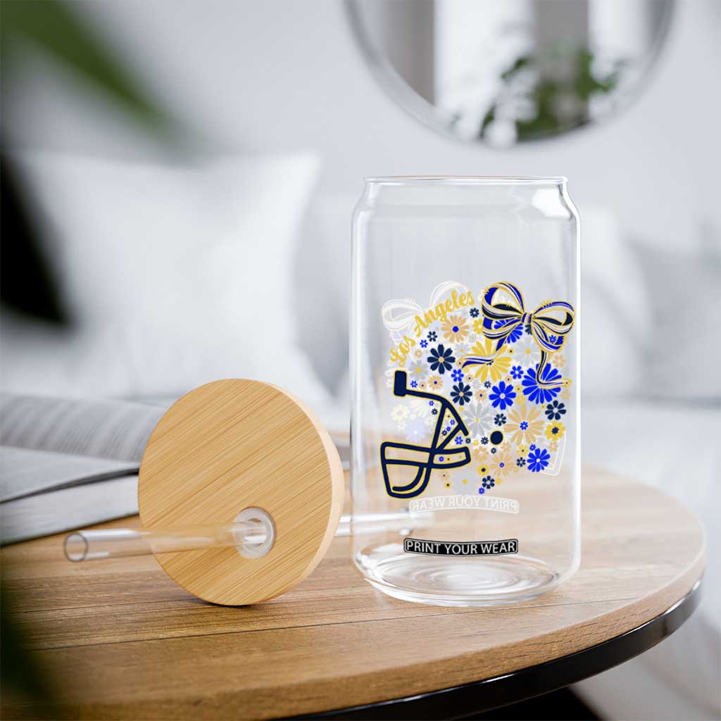 Los Angeles Game Day Sports Fan Glass Can Floral Football Helmet With Bow