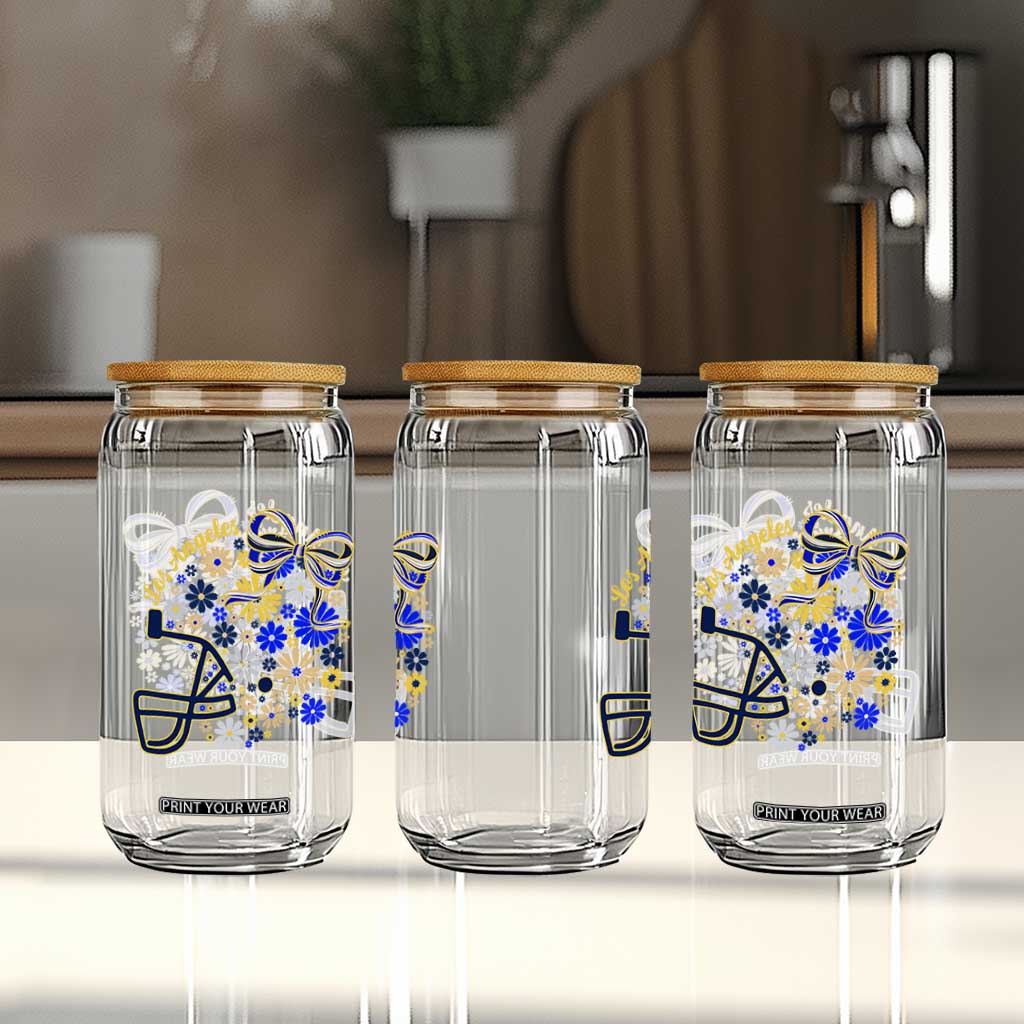 Los Angeles Game Day Sports Fan Glass Can Floral Football Helmet With Bow