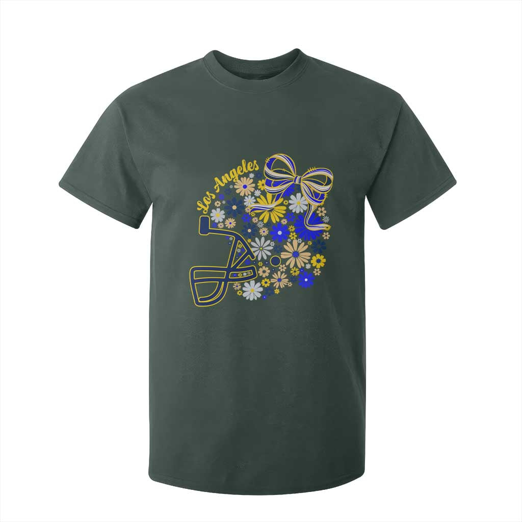 Los Angeles Game Day Sports Fan T Shirt For Kid Floral Football Helmet With Bow