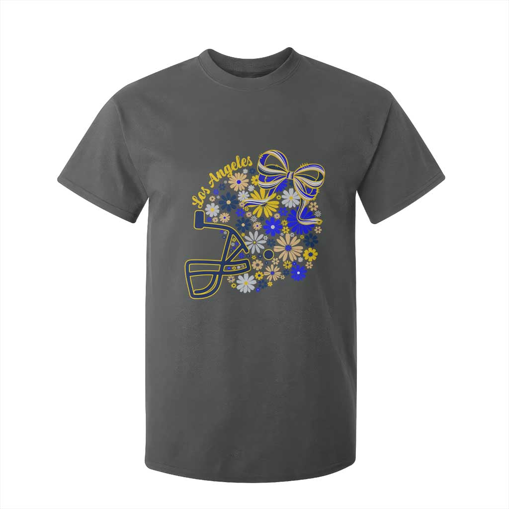 Los Angeles Game Day Sports Fan T Shirt For Kid Floral Football Helmet With Bow