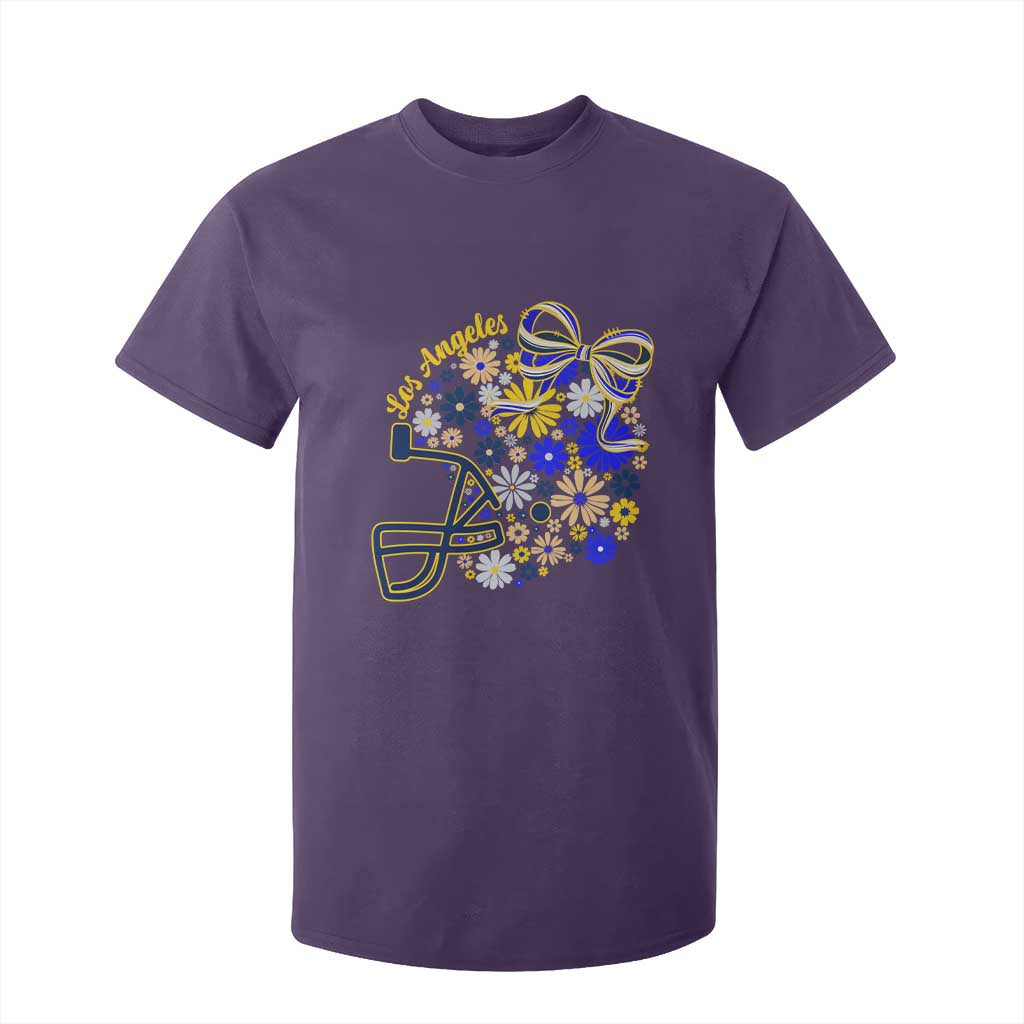 Los Angeles Game Day Sports Fan T Shirt For Kid Floral Football Helmet With Bow