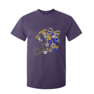 Los Angeles Game Day Sports Fan T Shirt For Kid Floral Football Helmet With Bow