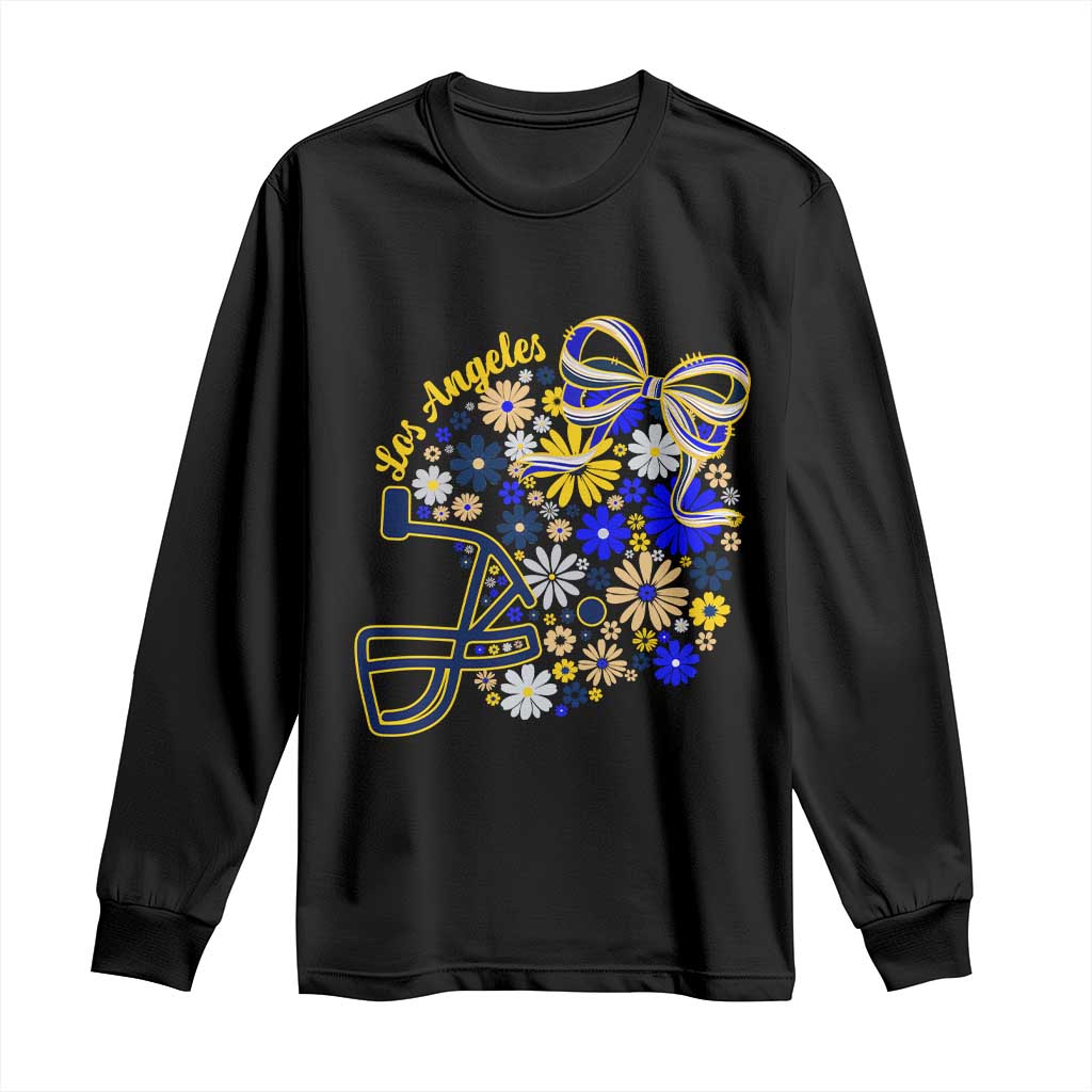 Los Angeles Game Day Sports Fan Long Sleeve Shirt Floral Football Helmet With Bow