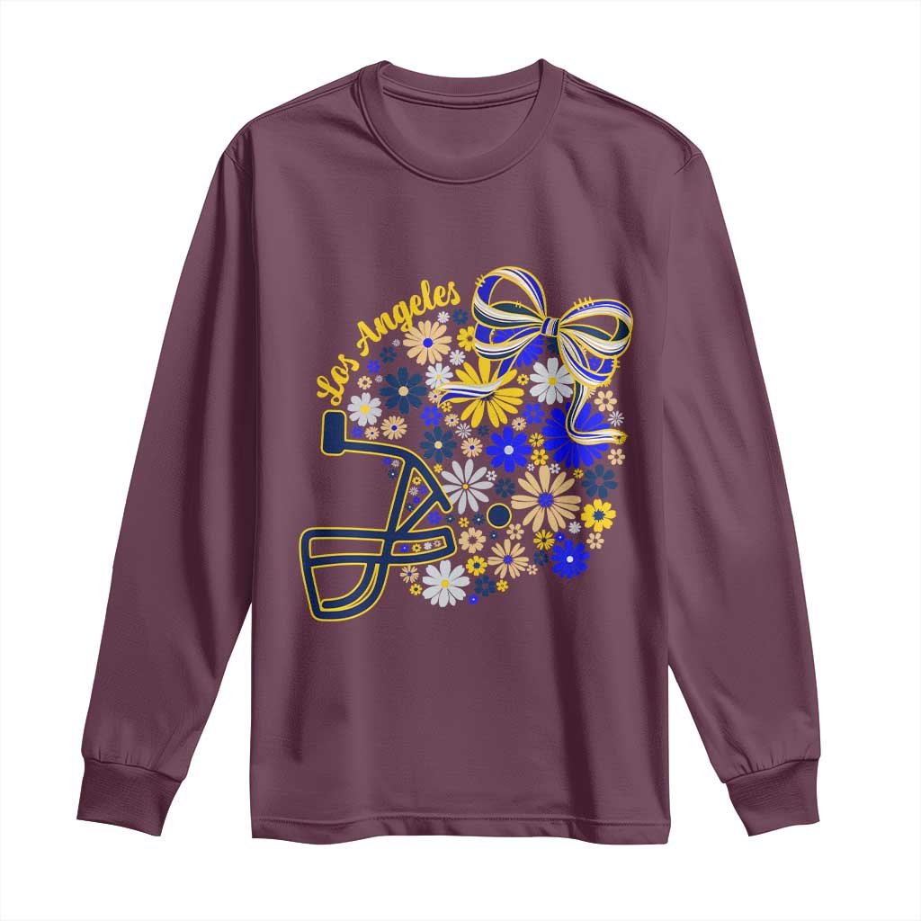 Los Angeles Game Day Sports Fan Long Sleeve Shirt Floral Football Helmet With Bow