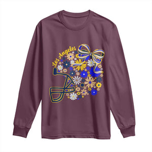 Los Angeles Game Day Sports Fan Long Sleeve Shirt Floral Football Helmet With Bow