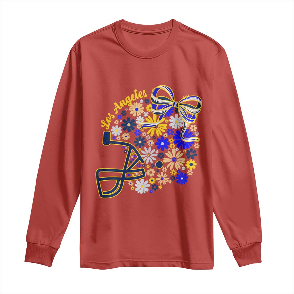 Los Angeles Game Day Sports Fan Long Sleeve Shirt Floral Football Helmet With Bow