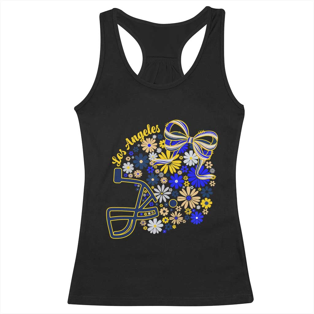 Los Angeles Game Day Sports Fan Racerback Tank Top Floral Football Helmet With Bow