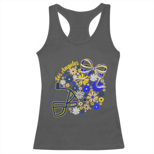 Los Angeles Game Day Sports Fan Racerback Tank Top Floral Football Helmet With Bow