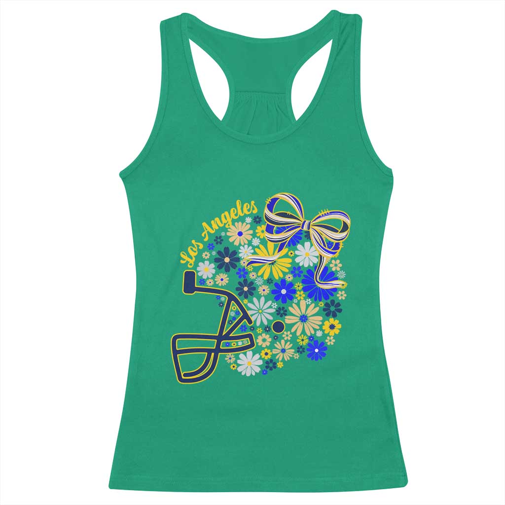 Los Angeles Game Day Sports Fan Racerback Tank Top Floral Football Helmet With Bow