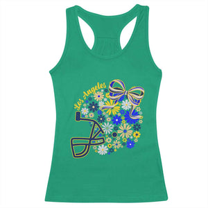 Los Angeles Game Day Sports Fan Racerback Tank Top Floral Football Helmet With Bow