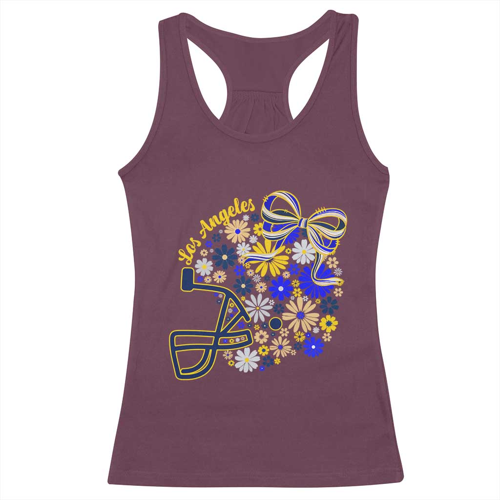 Los Angeles Game Day Sports Fan Racerback Tank Top Floral Football Helmet With Bow