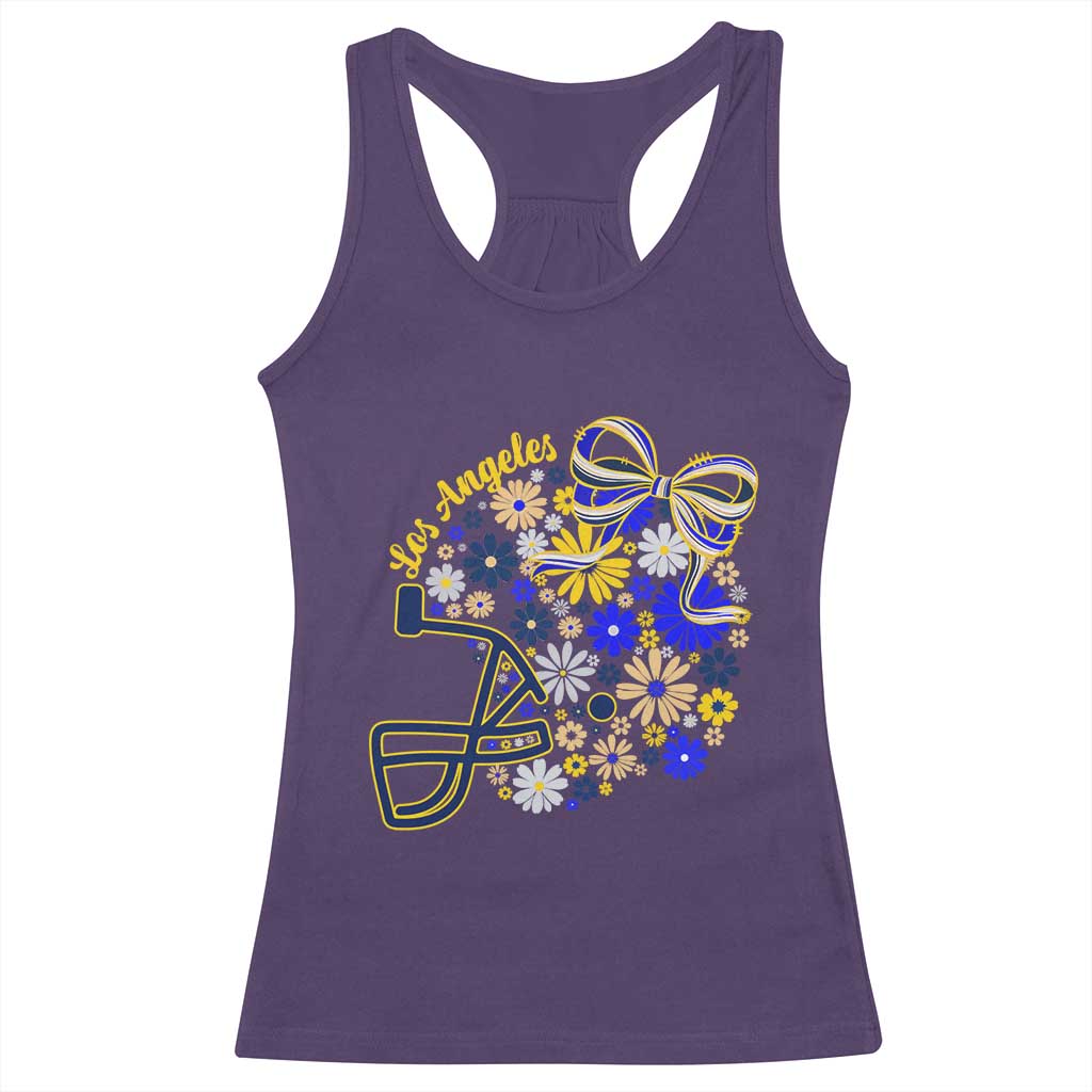 Los Angeles Game Day Sports Fan Racerback Tank Top Floral Football Helmet With Bow