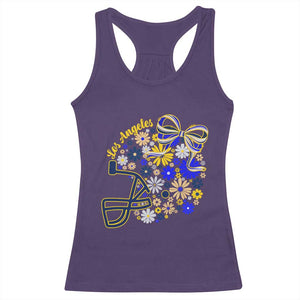 Los Angeles Game Day Sports Fan Racerback Tank Top Floral Football Helmet With Bow