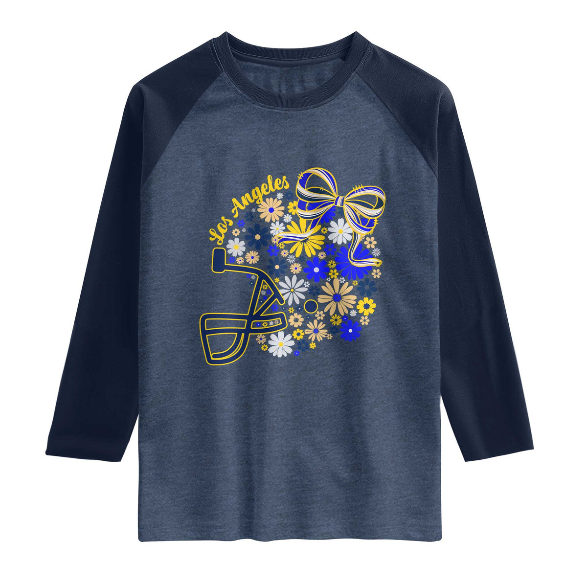 Los Angeles Game Day Sports Fan Raglan Shirt Floral Football Helmet With Bow