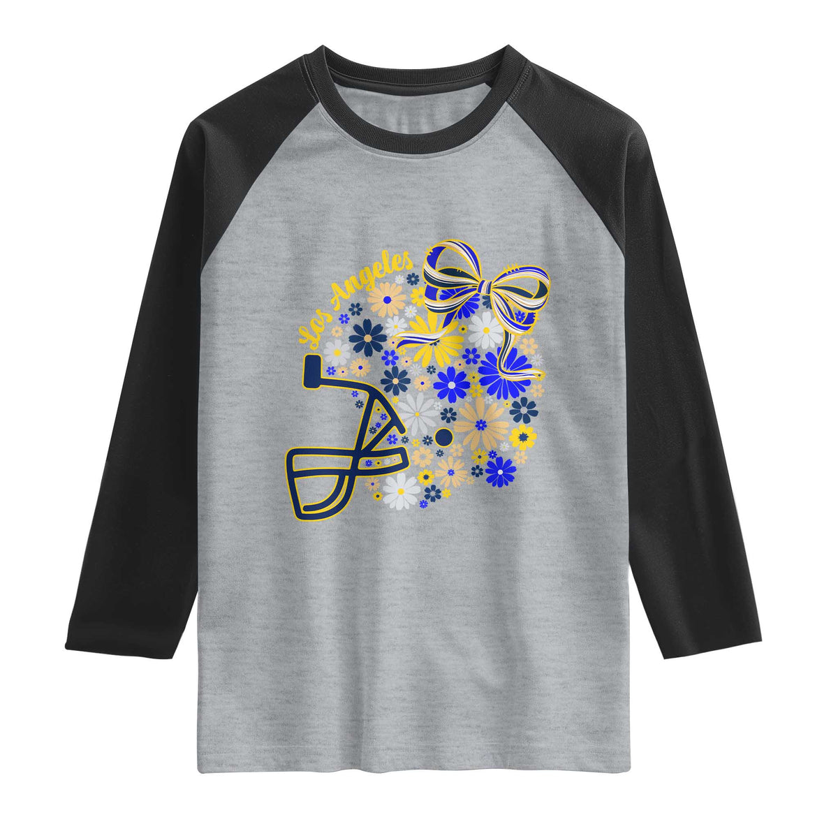 Los Angeles Game Day Sports Fan Raglan Shirt Floral Football Helmet With Bow