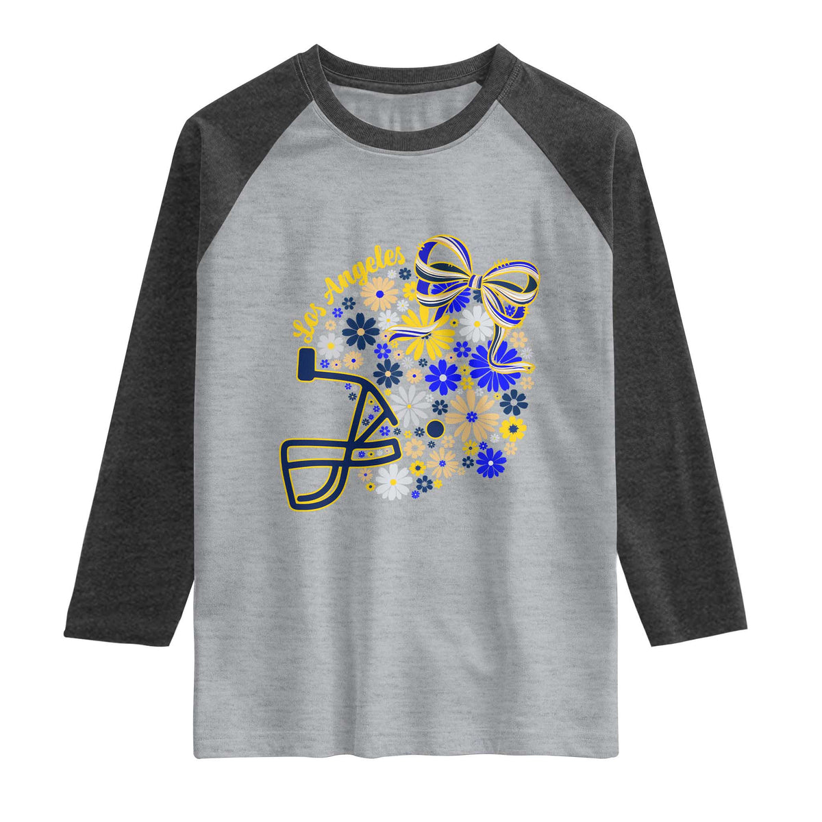 Los Angeles Game Day Sports Fan Raglan Shirt Floral Football Helmet With Bow