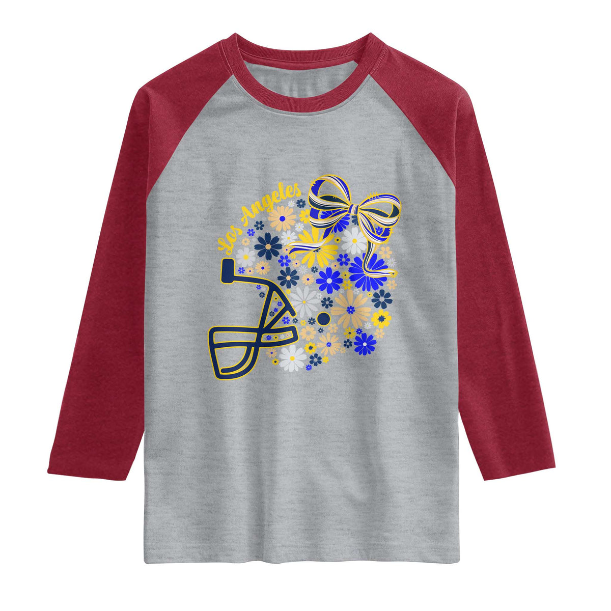Los Angeles Game Day Sports Fan Raglan Shirt Floral Football Helmet With Bow