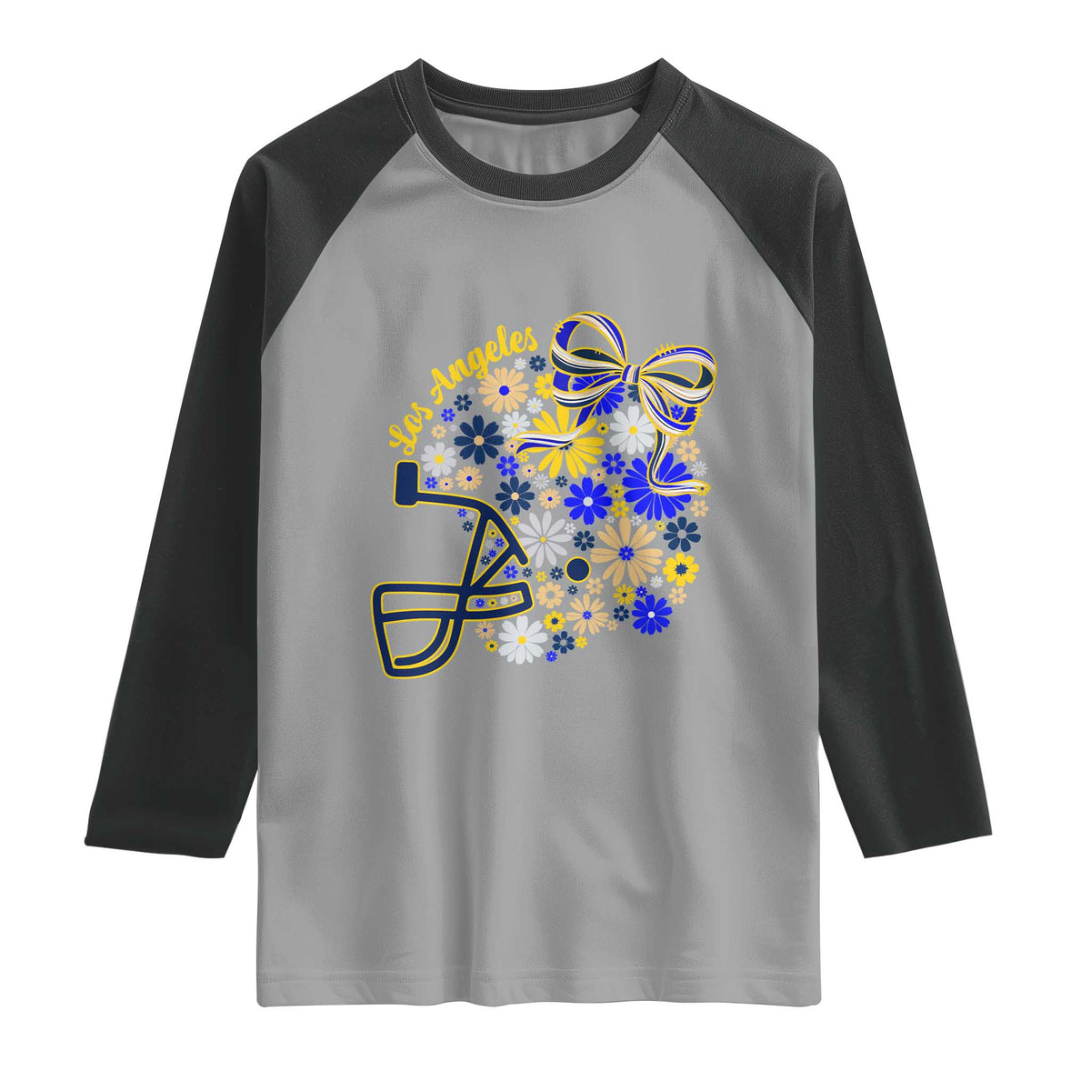 Los Angeles Game Day Sports Fan Raglan Shirt Floral Football Helmet With Bow