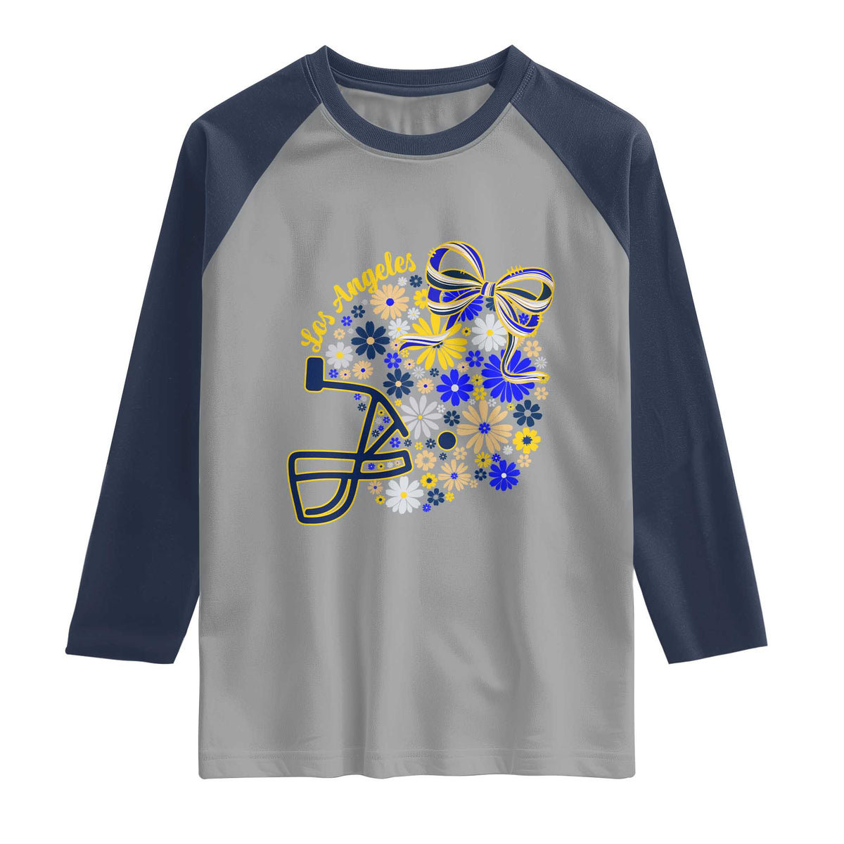 Los Angeles Game Day Sports Fan Raglan Shirt Floral Football Helmet With Bow