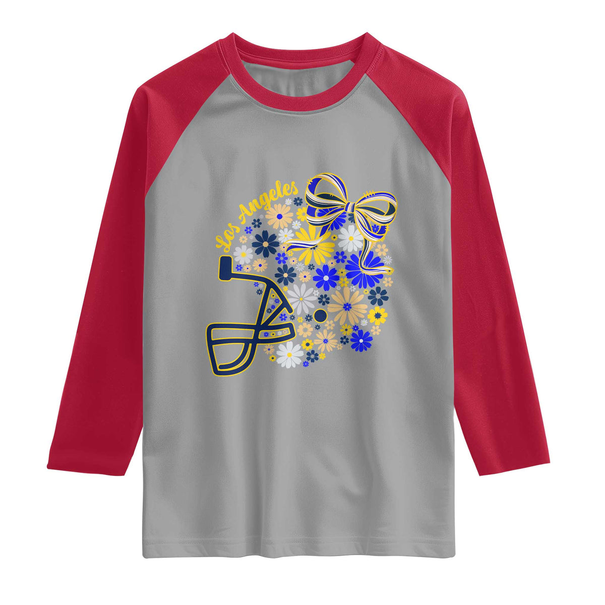 Los Angeles Game Day Sports Fan Raglan Shirt Floral Football Helmet With Bow