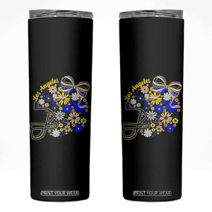 Los Angeles Game Day Sports Fan Skinny Tumbler Floral Football Helmet With Bow