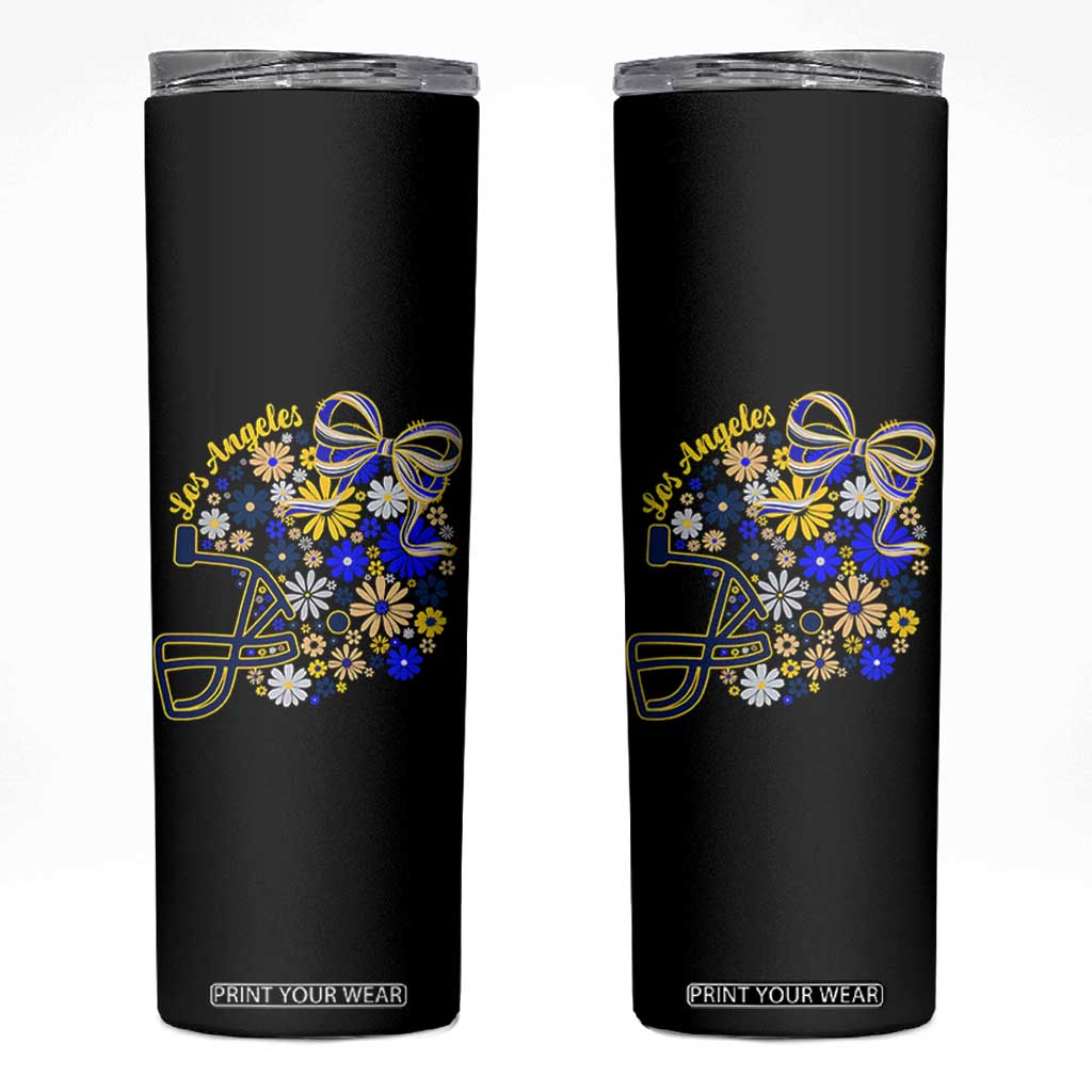 Los Angeles Game Day Sports Fan Skinny Tumbler Floral Football Helmet With Bow TS12 Black Print Your Wear
