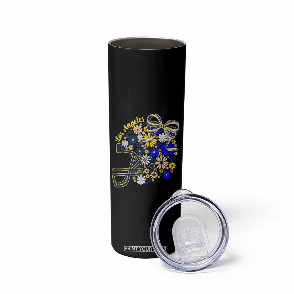 Los Angeles Game Day Sports Fan Skinny Tumbler Floral Football Helmet With Bow