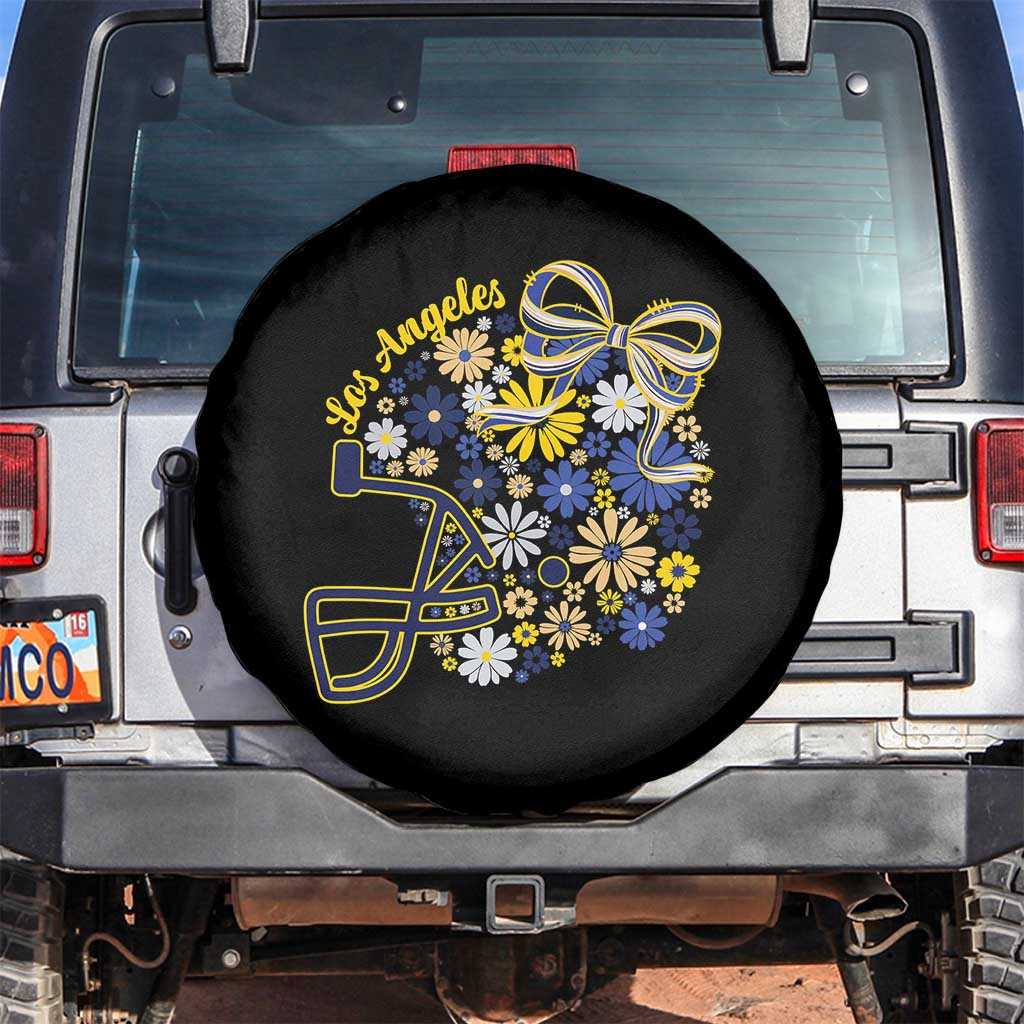 Los Angeles Game Day Sports Fan Spare Tire Cover Floral Football Helmet With Bow TS12 No hole Black Print Your Wear