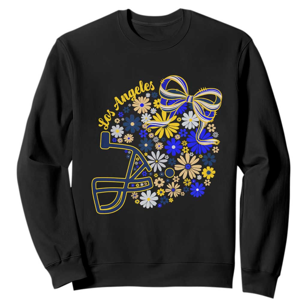 Los Angeles Game Day Sports Fan Sweatshirt Floral Football Helmet With Bow