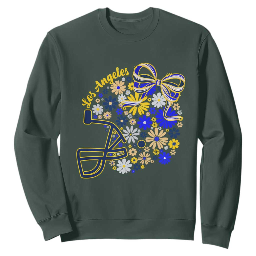 Los Angeles Game Day Sports Fan Sweatshirt Floral Football Helmet With Bow