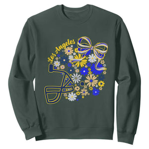 Los Angeles Game Day Sports Fan Sweatshirt Floral Football Helmet With Bow