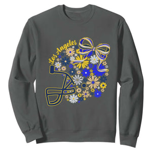 Los Angeles Game Day Sports Fan Sweatshirt Floral Football Helmet With Bow