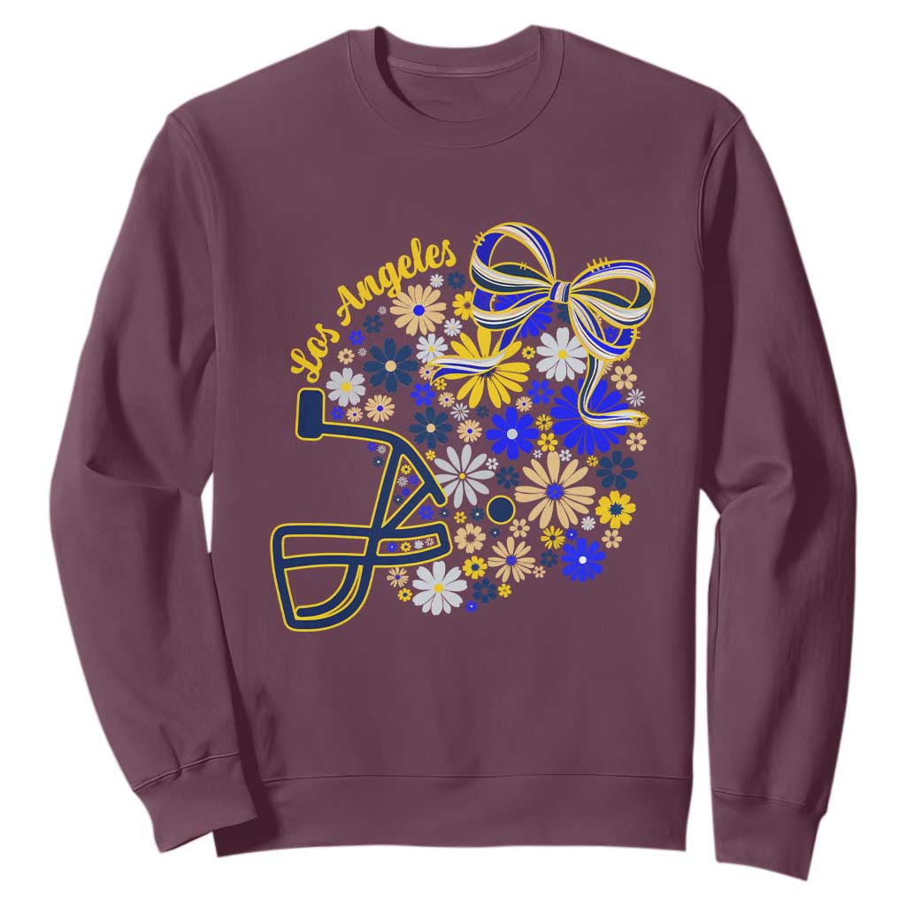 Los Angeles Game Day Sports Fan Sweatshirt Floral Football Helmet With Bow