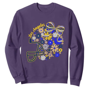 Los Angeles Game Day Sports Fan Sweatshirt Floral Football Helmet With Bow