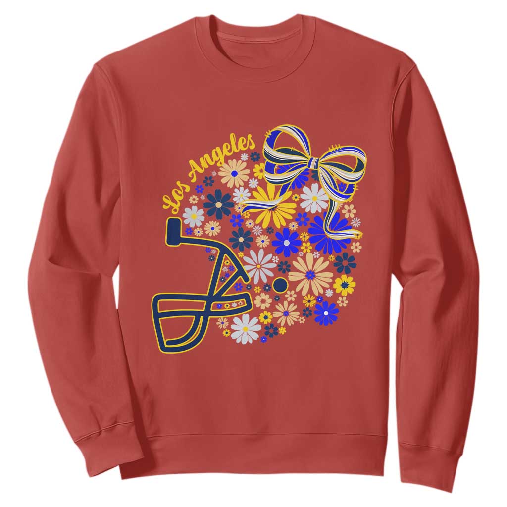 Los Angeles Game Day Sports Fan Sweatshirt Floral Football Helmet With Bow