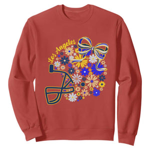 Los Angeles Game Day Sports Fan Sweatshirt Floral Football Helmet With Bow