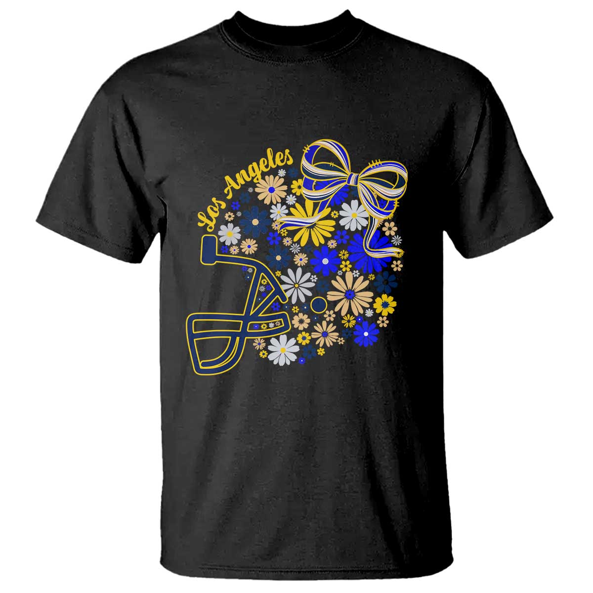 Los Angeles Game Day Sports Fan T Shirt Floral Football Helmet With Bow