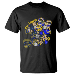 Los Angeles Game Day Sports Fan T Shirt Floral Football Helmet With Bow