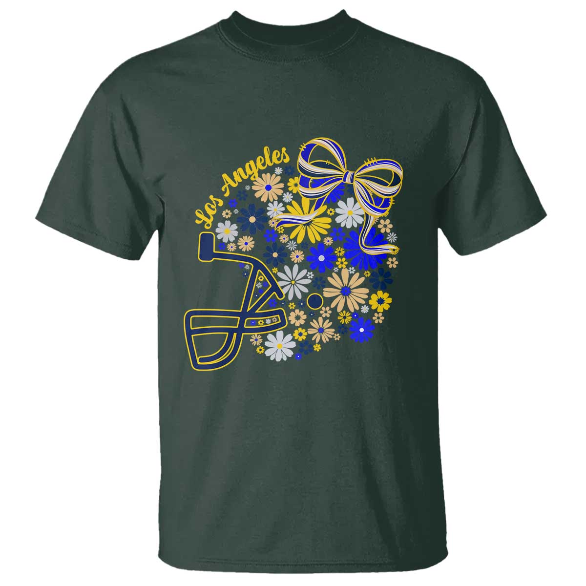 Los Angeles Game Day Sports Fan T Shirt Floral Football Helmet With Bow
