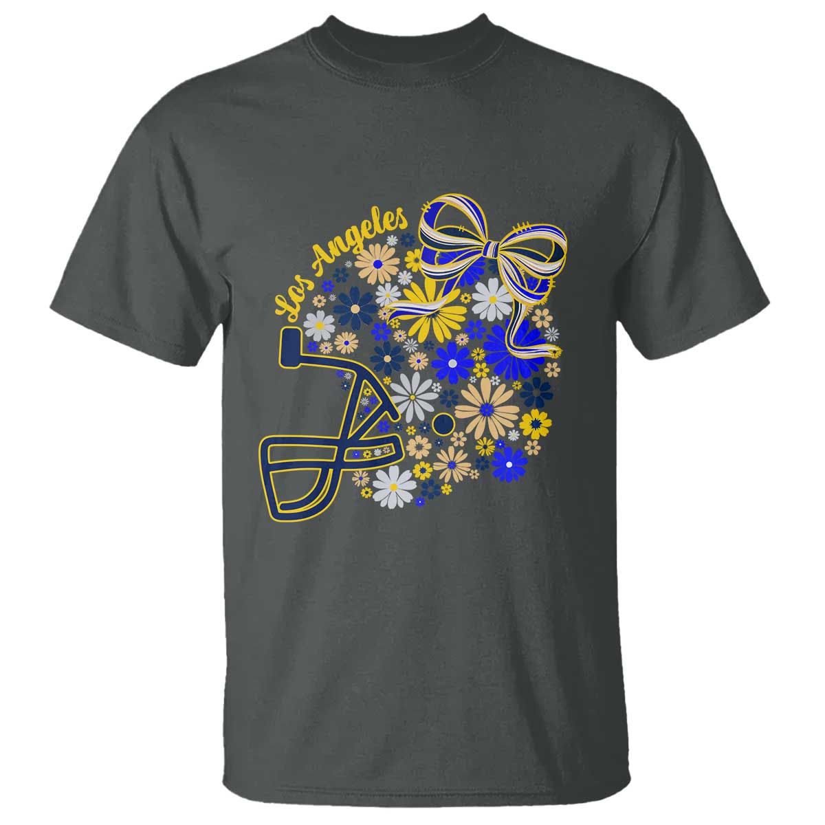 Los Angeles Game Day Sports Fan T Shirt Floral Football Helmet With Bow