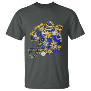 Los Angeles Game Day Sports Fan T Shirt Floral Football Helmet With Bow