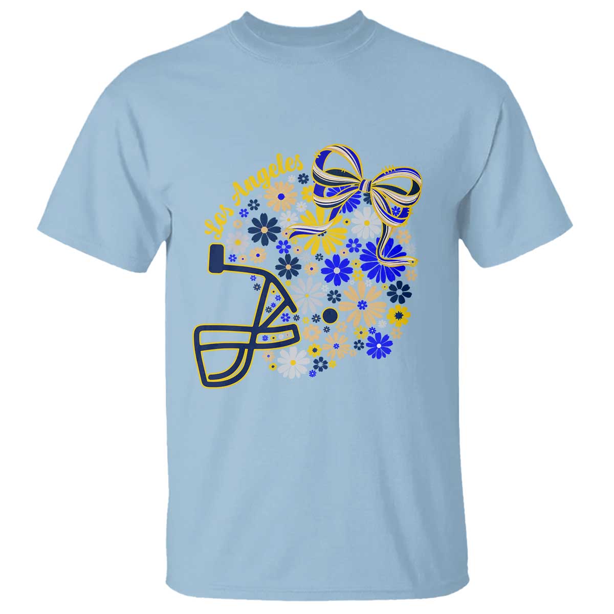 Los Angeles Game Day Sports Fan T Shirt Floral Football Helmet With Bow