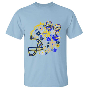 Los Angeles Game Day Sports Fan T Shirt Floral Football Helmet With Bow