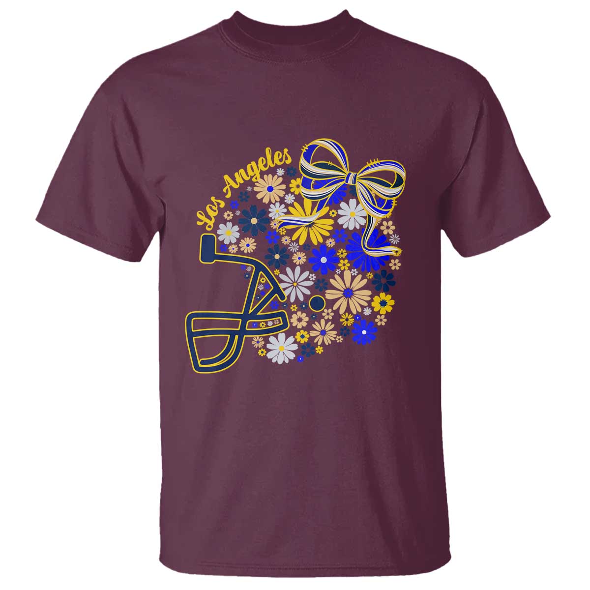 Los Angeles Game Day Sports Fan T Shirt Floral Football Helmet With Bow