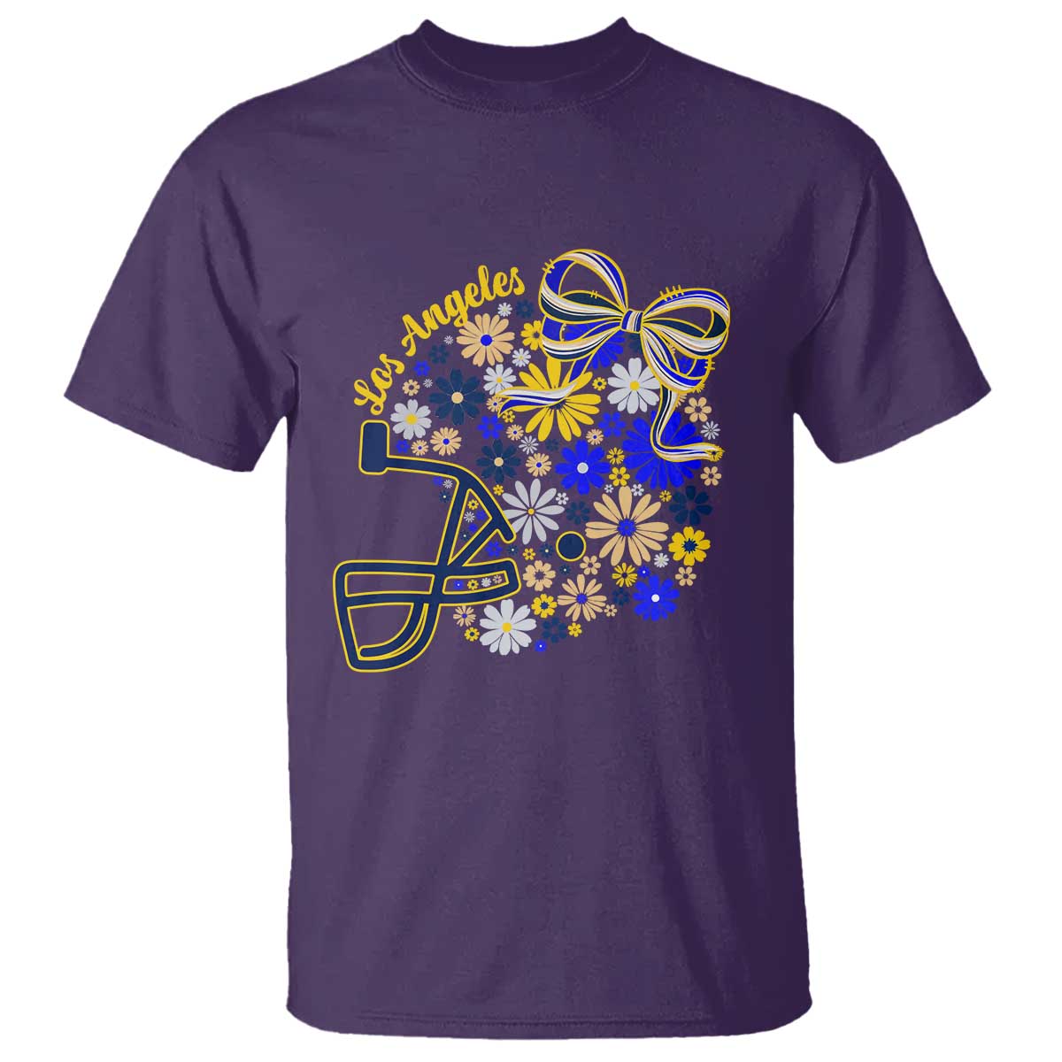 Los Angeles Game Day Sports Fan T Shirt Floral Football Helmet With Bow