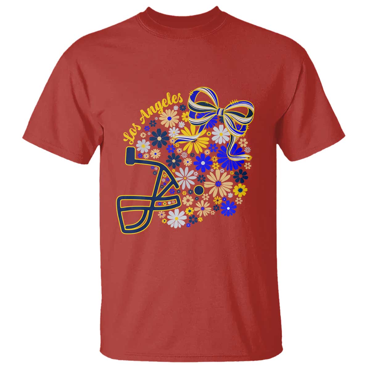 Los Angeles Game Day Sports Fan T Shirt Floral Football Helmet With Bow