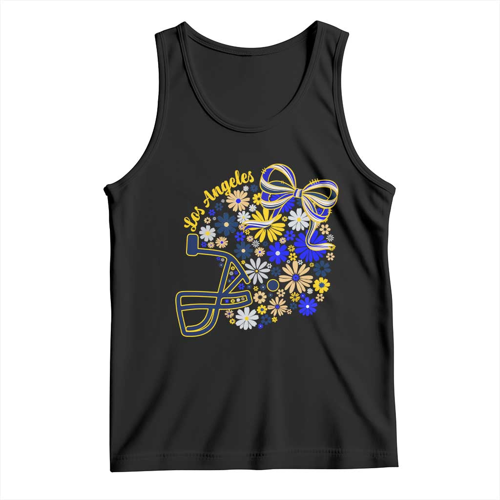 Los Angeles Game Day Sports Fan Tank Top Floral Football Helmet With Bow TS12 Black Print Your Wear