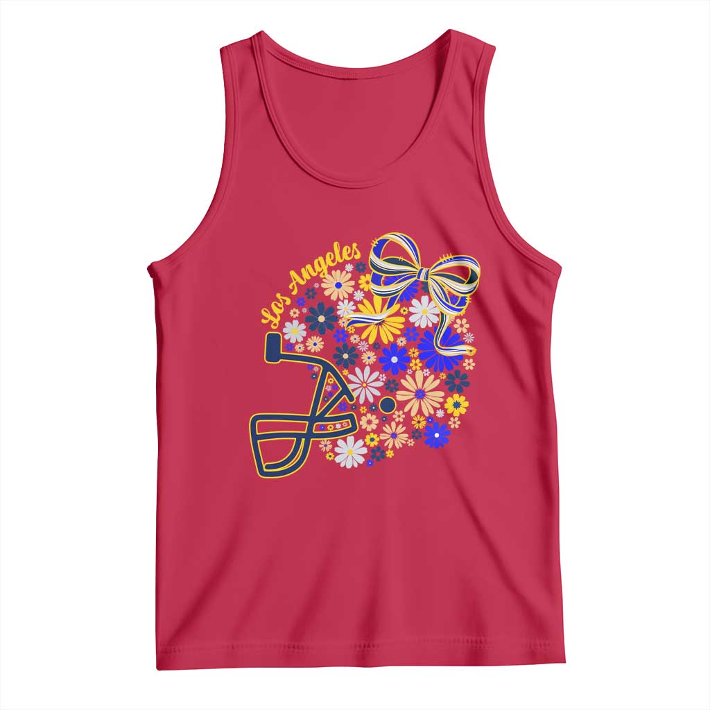 Los Angeles Game Day Sports Fan Tank Top Floral Football Helmet With Bow